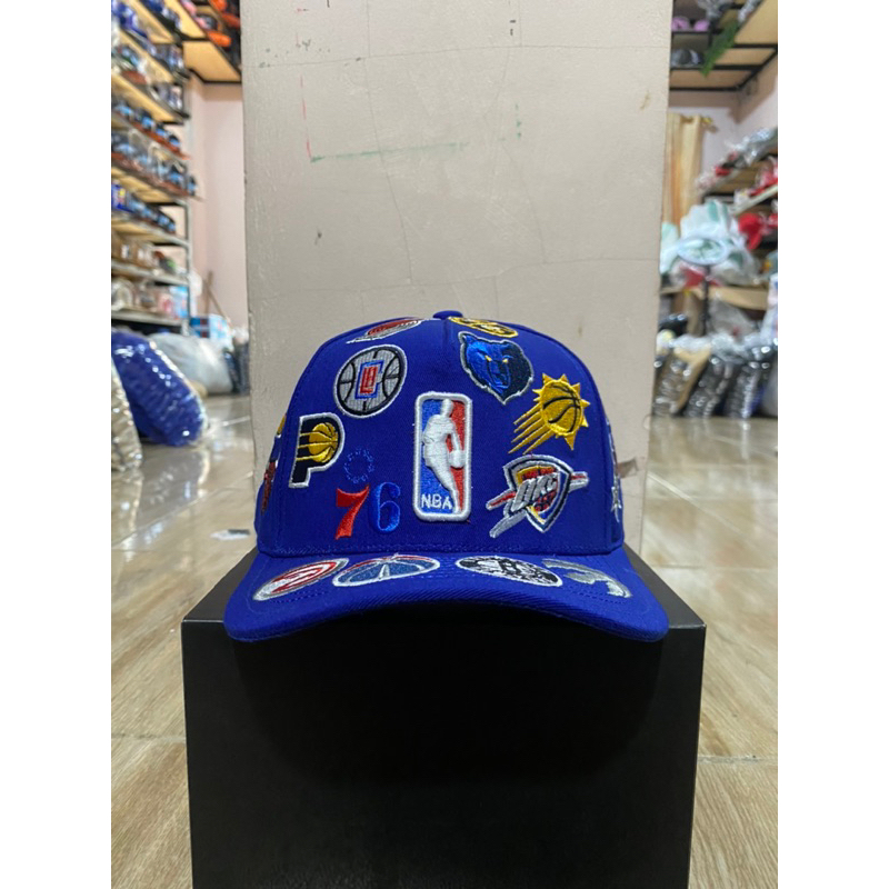 NBA Bahan Biru Full Bordir Full Tag Topi Premium Pria Wanita Best Seller