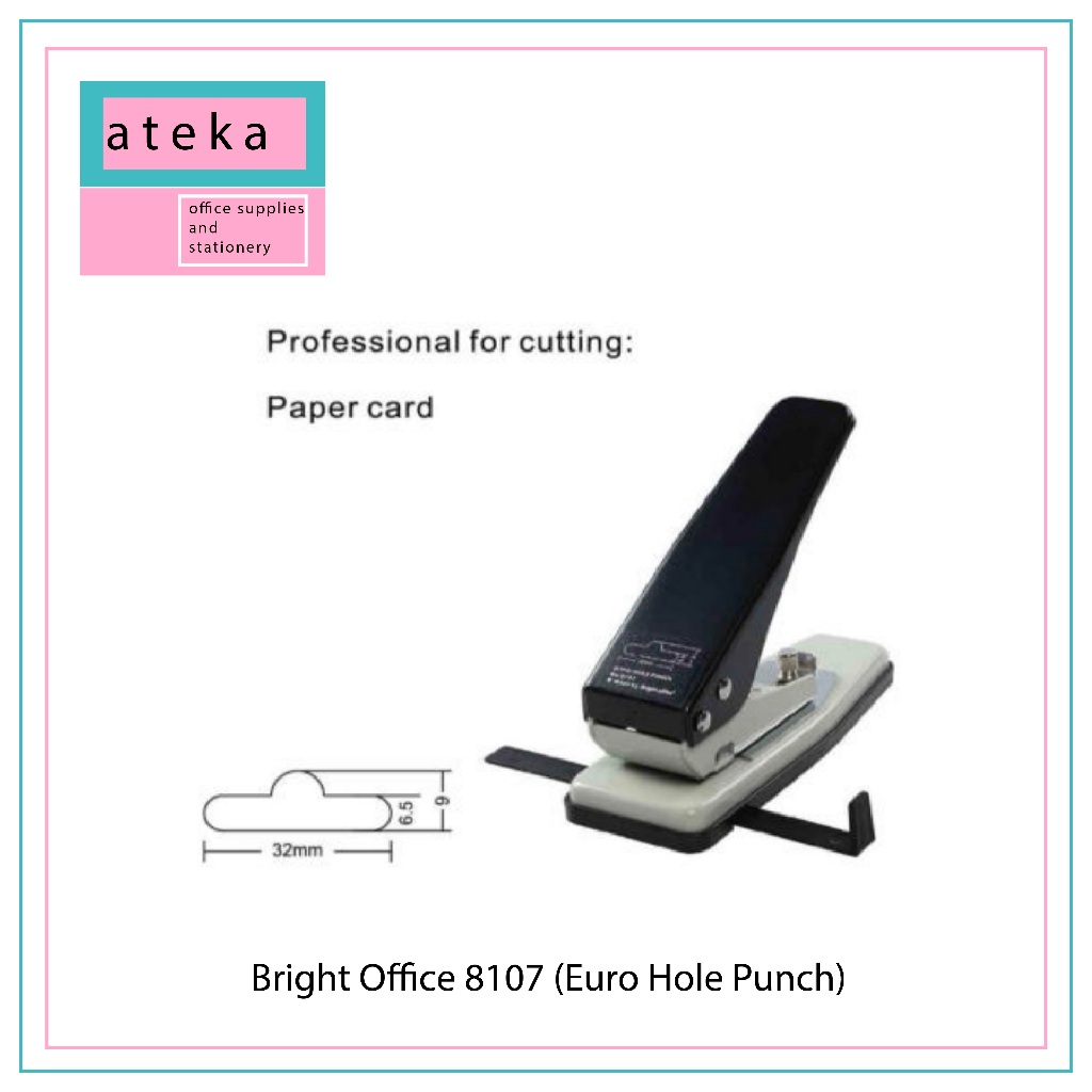 

Alat Plong Card/Pembolong Kartu/Kertas | Bright Office 8107 (Euro Hole Punch) Cutting Paper Card