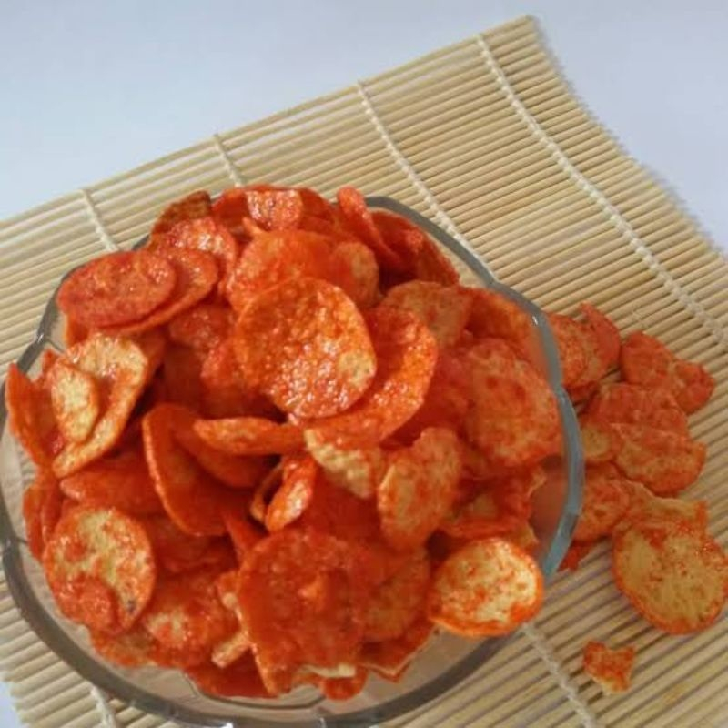 

2Xbtygneal Sakha Snack ) 1 Kg Opak Medan Pedas Manis Keripik Opak Singkong Mini Snack Camilan