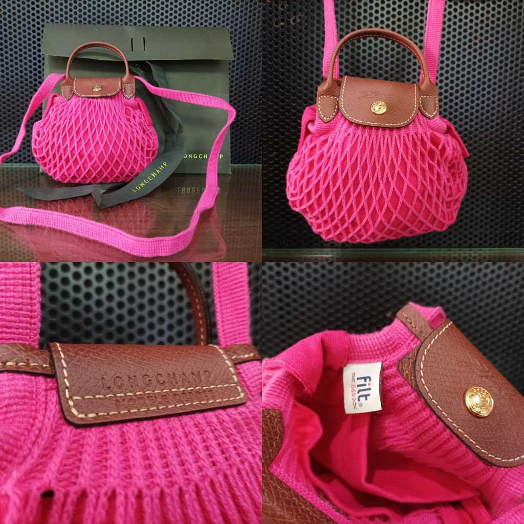 longchamp filet xs candy pink fuschia /longchamp original / tas longchamp Original