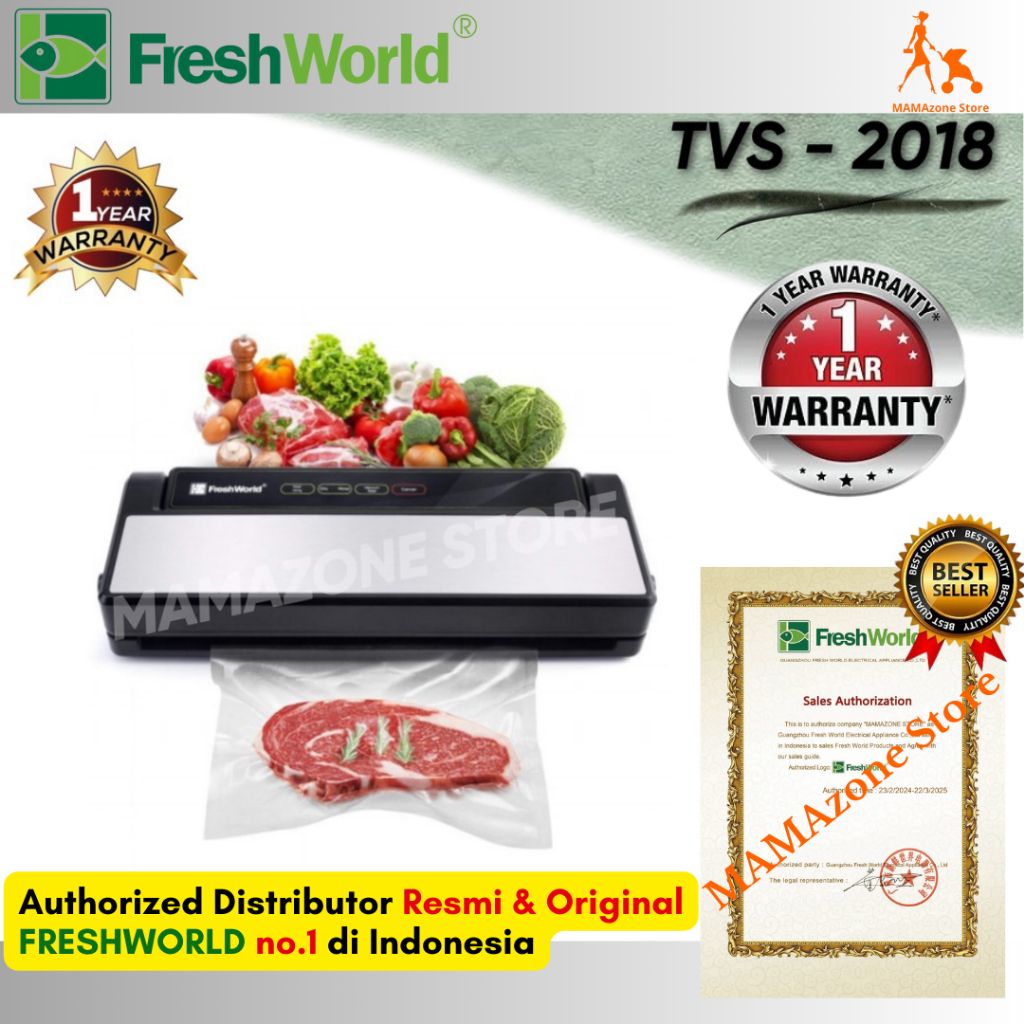 FRESHWORLD Vacuum Sealer TVS2018 / TVS 2018 / TVS-2018, Moist/Dry Food, Paling Laris, Original Brand