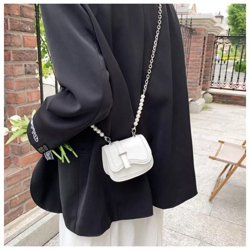 Tas selempang wanita rantai mutiara mewah/Tas kondangan/Tas wanita model terbaru