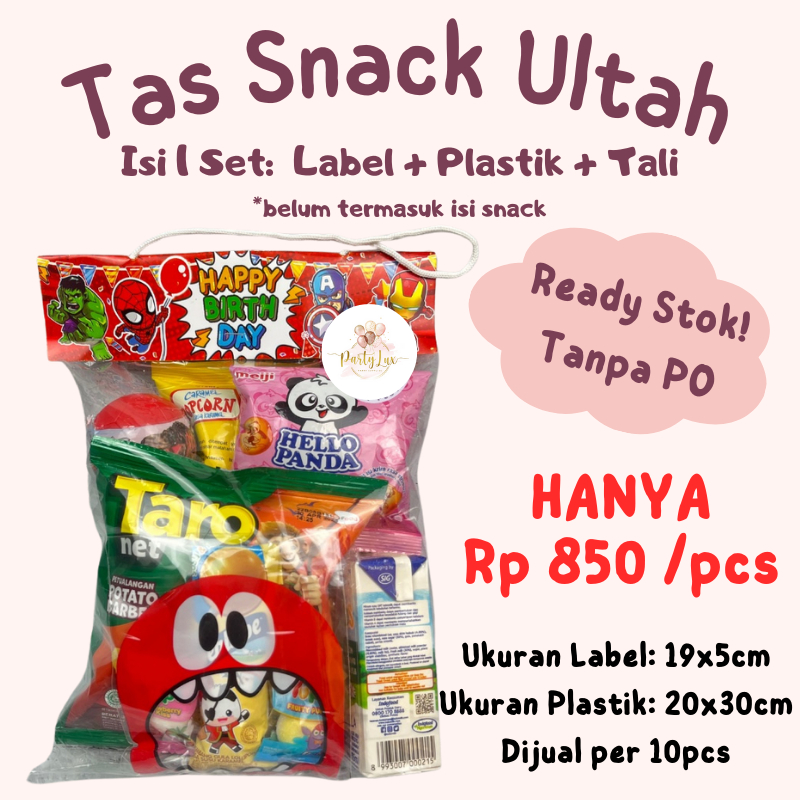 

10pcs Plastik Snack Ulang Tahun Anak / Tas Snack Ultah / Goodie Bag Souvenir