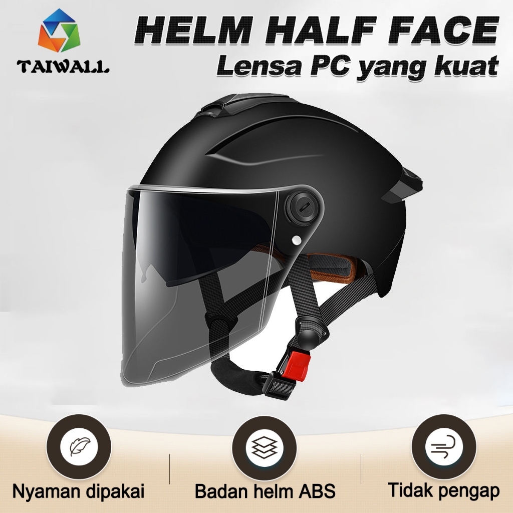Helm Sepeda Motor Listrik Helm Half Face Original Double Visor Helem Motor   Helmet Pria Wanita Dewasa