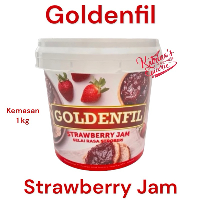 

Goldenfil Strawberry Jam 1 Kg Pail Selai Buah Stroberi