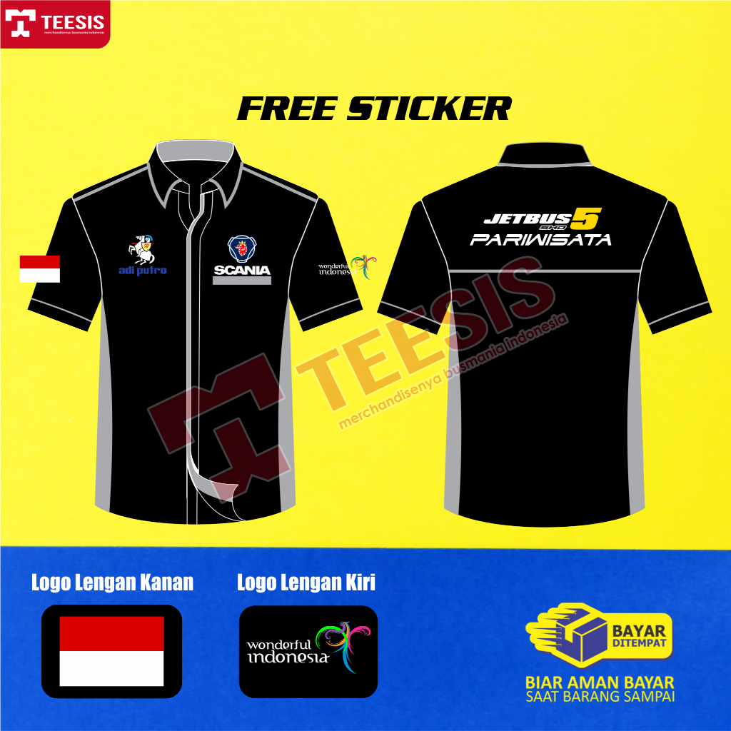 Kemeja Pria Kemeja Cowok Kemeja Bismania Kemeja Bus Mania Jetbus 5 SHD  Scania Pariwisata Adi putro