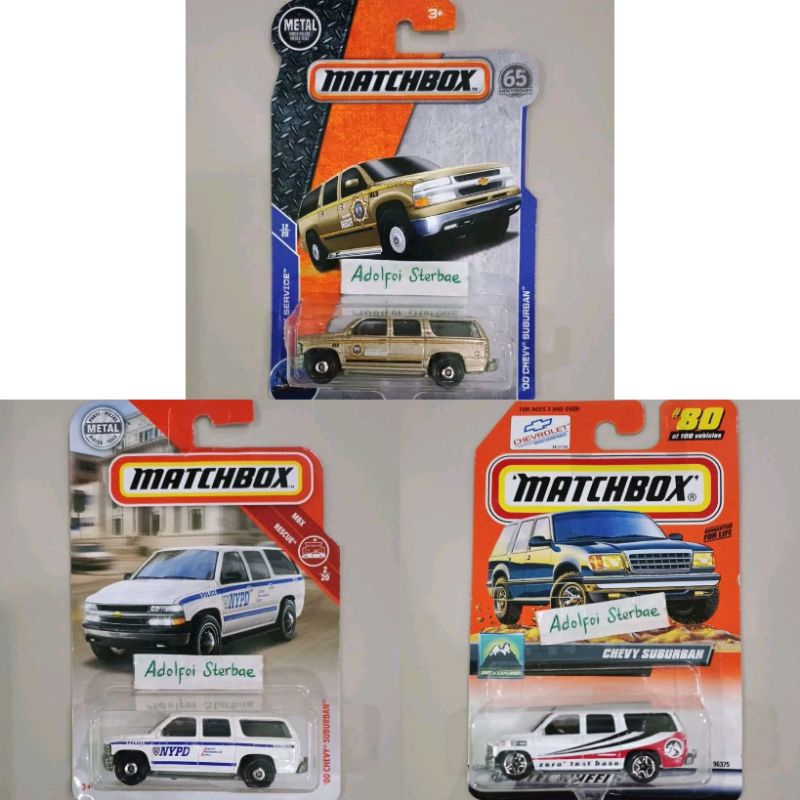 matchbox '00 chevy suburban mbx service 65 th anniversary police nypd mbx rescue sheriff mobil gande