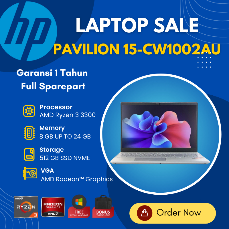 Laptop Sale Buat Gaming | AMD RYZEN 3 | RAM 24GB l SSD 512GB l 15,6" HD l WINDOWS 10 l FREE TAS | HP