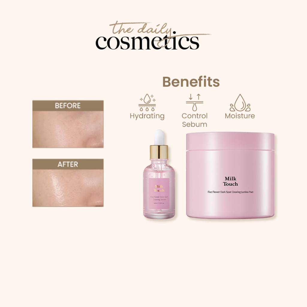 MILK TOUCH  Five Flower Dark Spot Clearing Line (Toner Pads, Serum) - The Daily Cosmetics