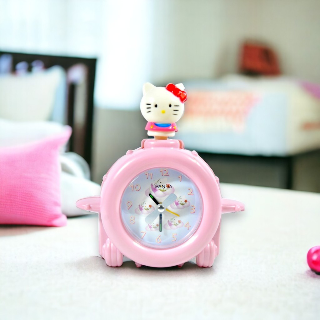 Jam Weker Anak Karakter Hello Kitty Warna Pink Ada Bandul