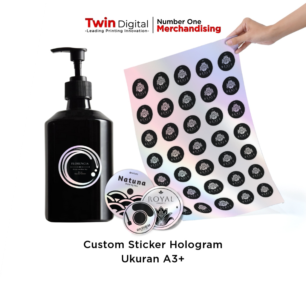 

Twindigital Cetak Sticker Hologram / Stiker Pelangi Free Cutting / Print Label - Stiker Hologram A3+