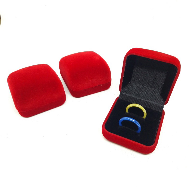 BOX CINCIN KOTAK BLUDRU / Kotak Perhiasan Travel Jewelry Box Cincin couple isi 2 / box cincin untuk 