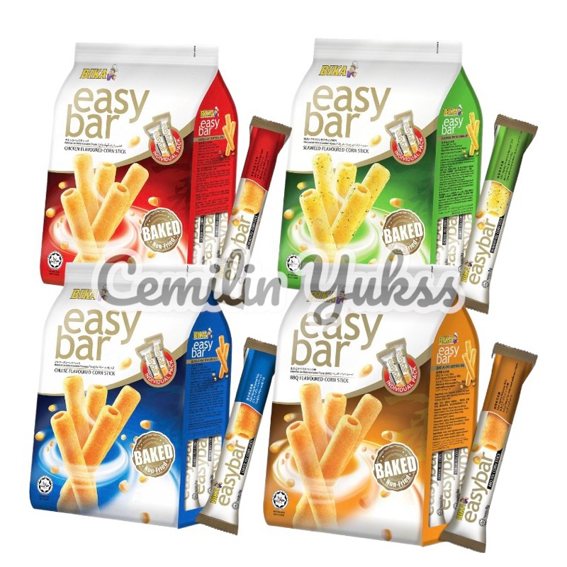 

Bika Easy Bar 108g Corn Stik Rasa BBQ Bika Easy Bar Chicken BBQ Seaweed Cheese Flavour Corn Stik