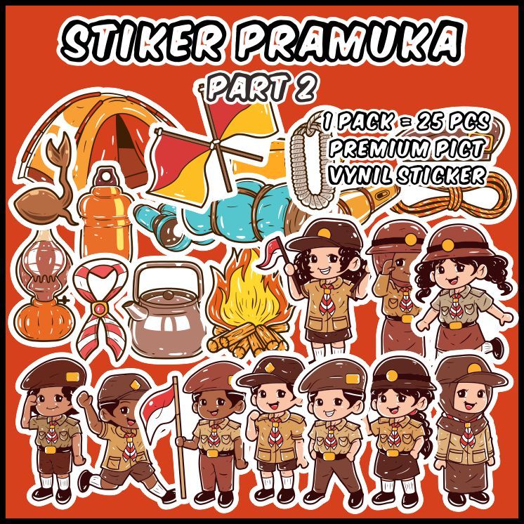 

[1pack] Sticker Pramuka 2 Sticker Aesthetic Stiker Dekorasi Jurnal/Scrapbook/Koper - ddu-du sticker