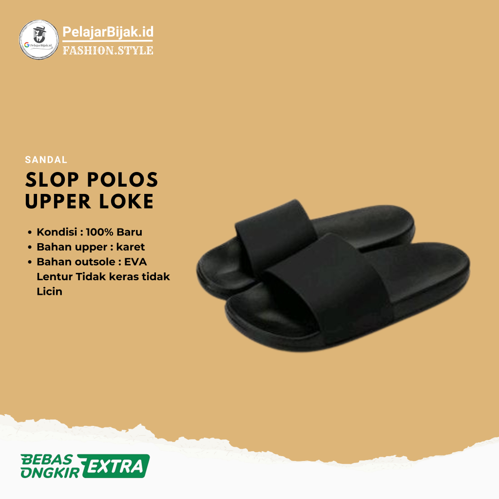 Sandal Slide Pria Wanita Sandal Slop Polos Upper Loke Sistem Sandal Selop Eva Ringan