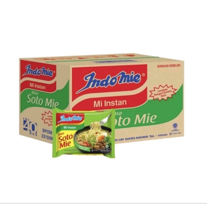 

Indomie soto instan 1 dus isi 40 pcs