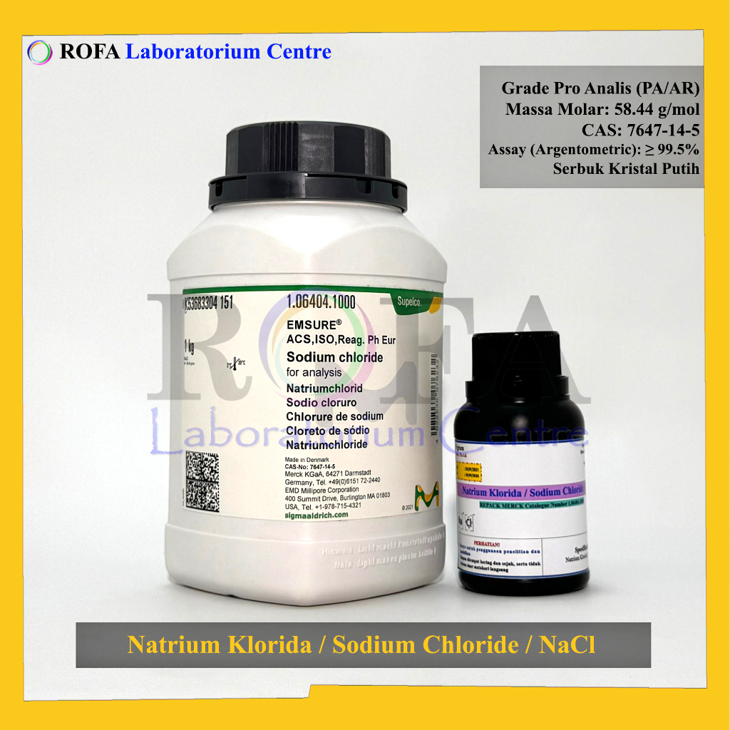 Natrium Klorida / Sodium Chloride / Pro Analisis Eceran 1 Gram - Chemicals Solution