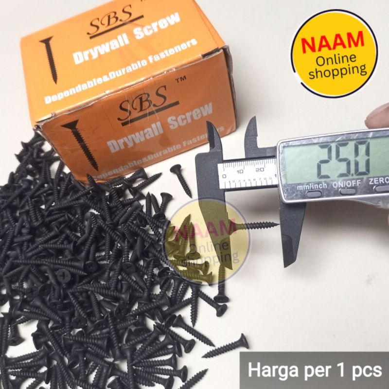 (6x1") BAUT SKRUP 1 INCH - BAUT SEKRUP HITAM 1 IN (2.5 CM) - BAUT BAJA DRY WALL SCREW 6x1 - SEKRUP D