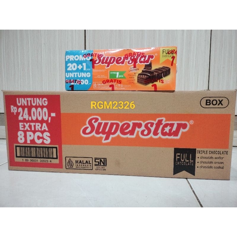 

Wafer Superstar Triple Chocolate - Isi 20 + 1 Pcs 16 Gr