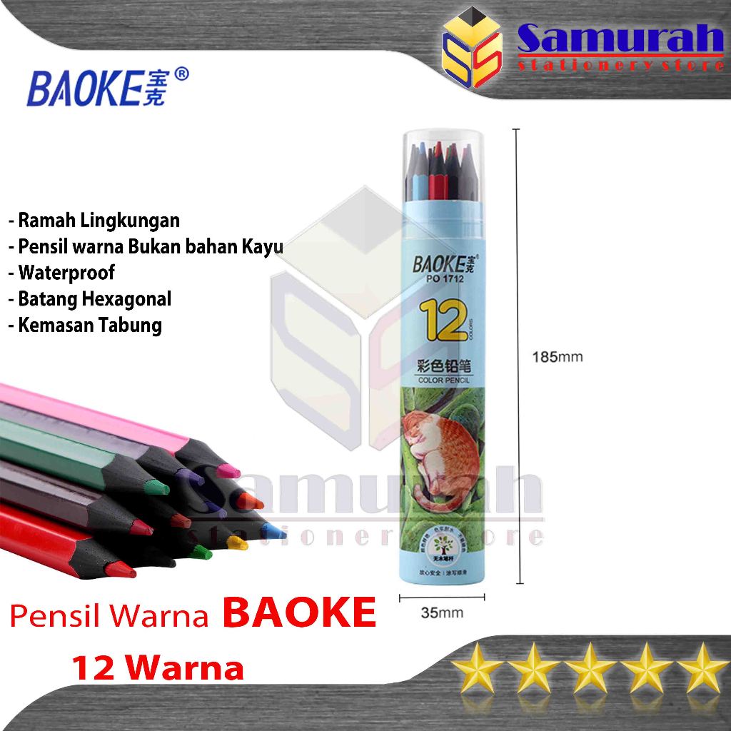 

Pensil Warna Baoke 12 Warna Kemasan Tabung / No Wood Colour Pencil Hexagonal 12 Colors Waterproof