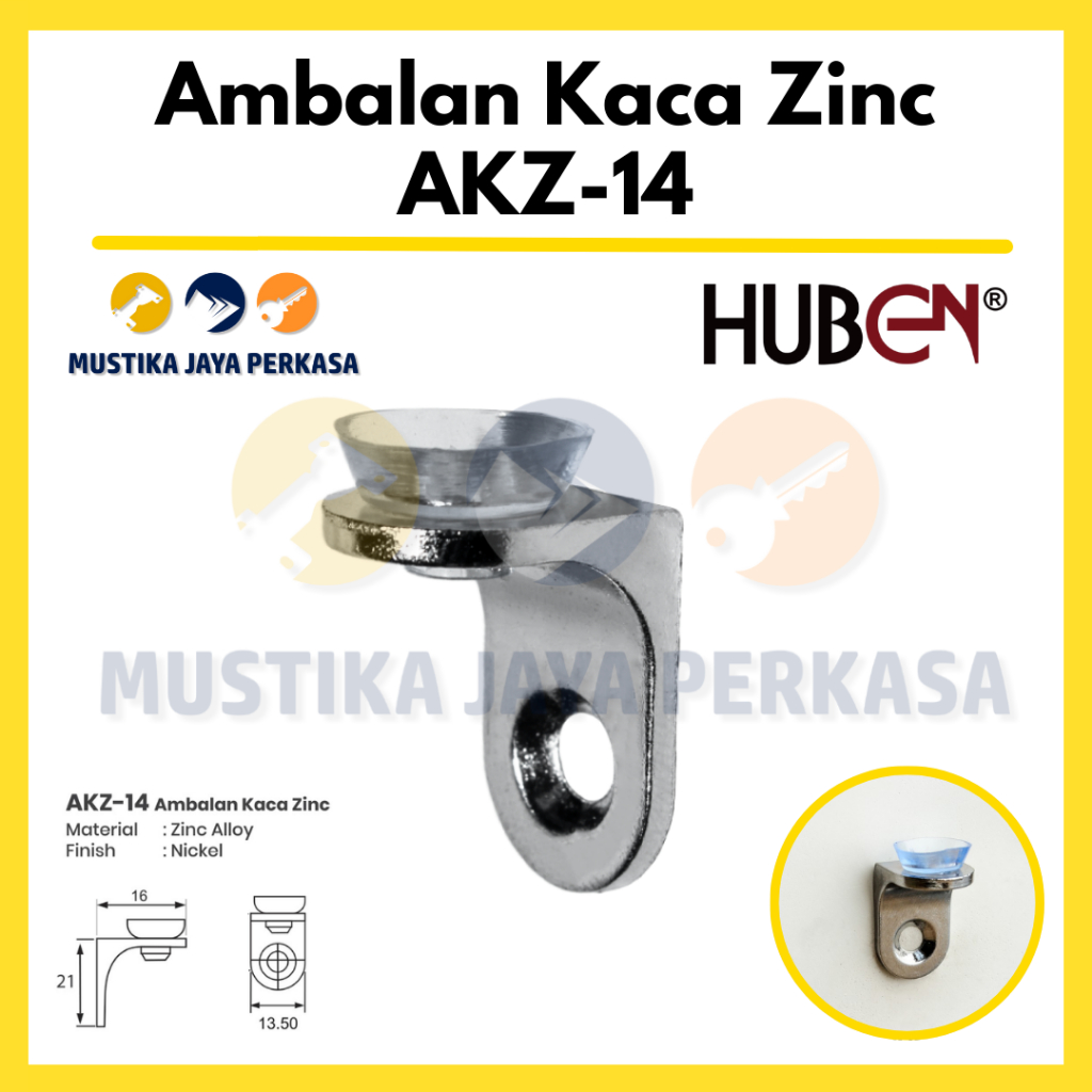 (10 PCS) Ambalan Kaca Zinc AKZ-14 HUBEN | Penjepit Kaca Rak Dinding | Bracket Ambalan Kaca Zinc Allo