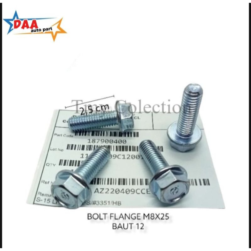 BAUT FLANGE ORIGINAL M8×25 KUNCI 12 BAJA KARBON