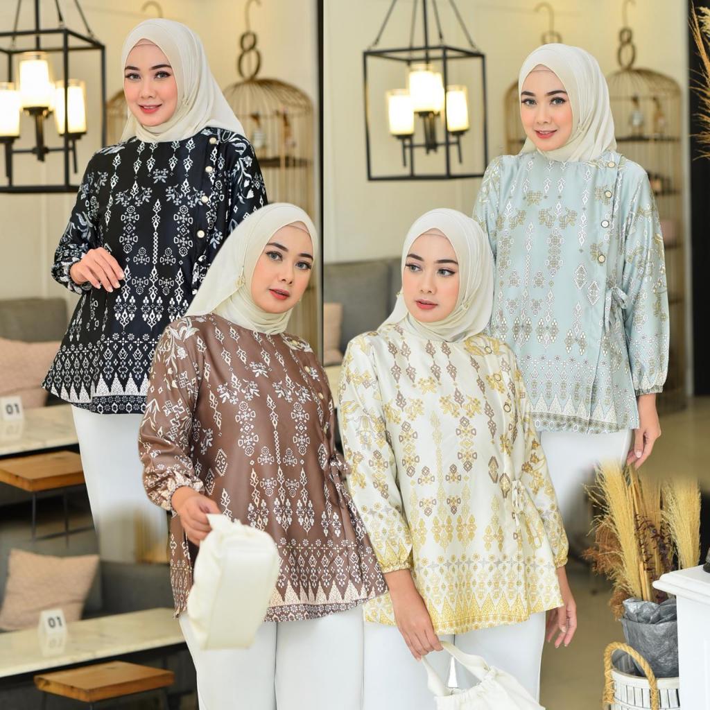 Blouse wanita baju atasan korea blouse motif silk baju atasan wanita