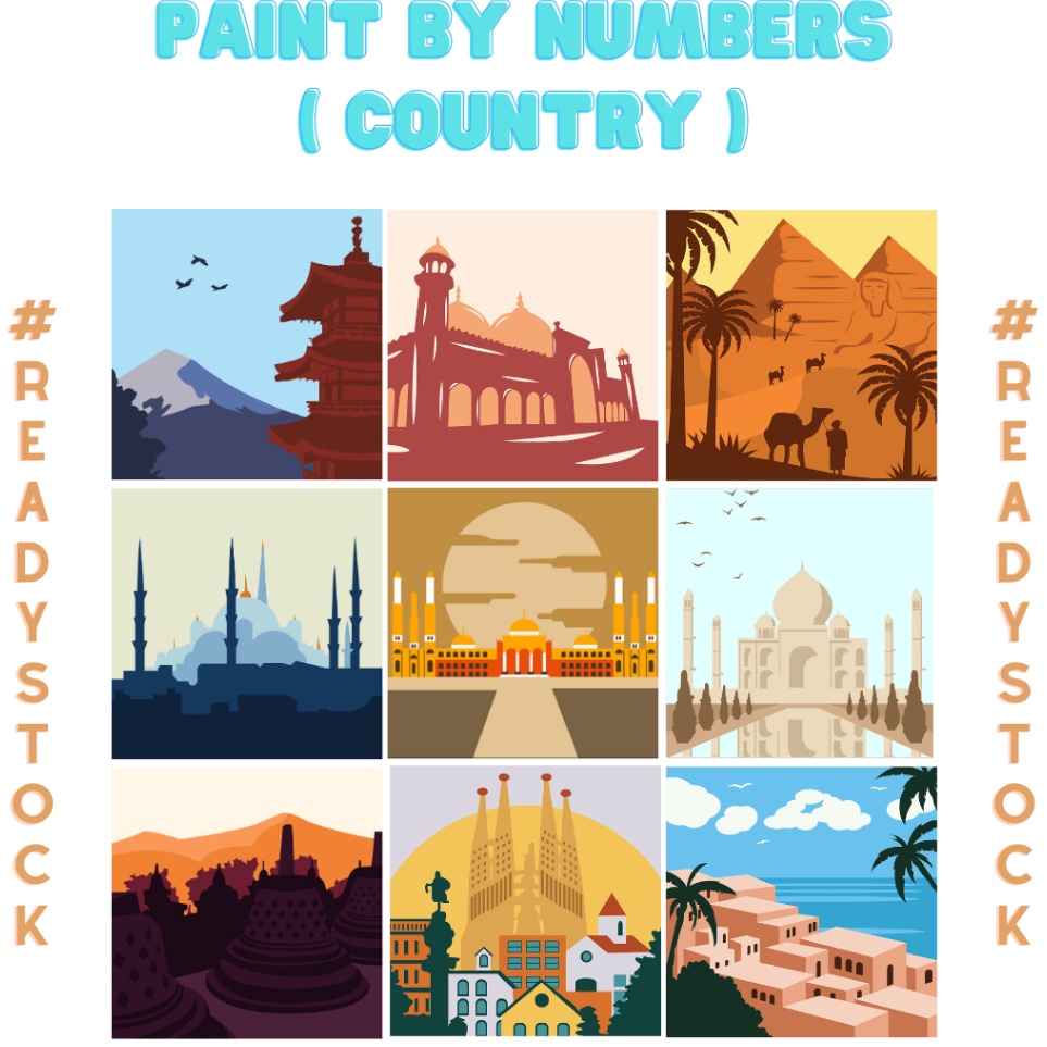 

Super Discount Paint By Number Kit Country l DIY Paint by Number KIT l Canvas Lukisan 2 x 2 cm yemen india japan mesir maroko pakistan spanyol