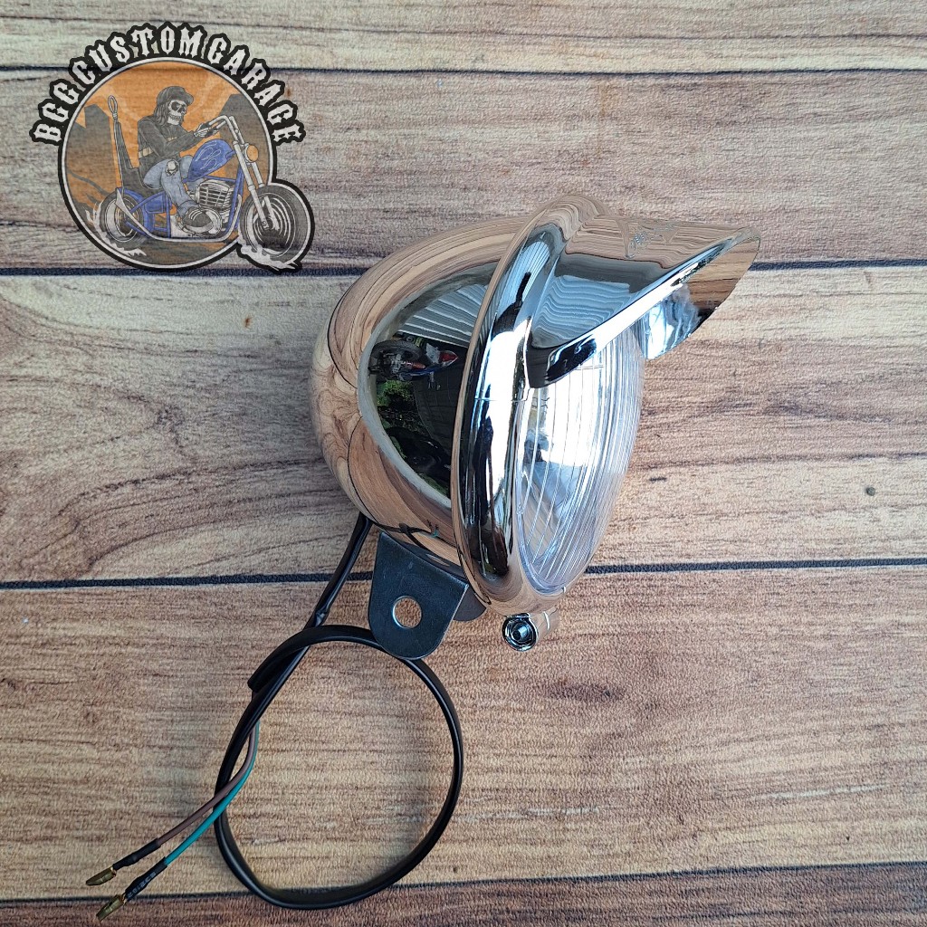 Headlamp Topi Bulat . Lampu Pet Bulat . Lampu motor classic . Foglamp Klasik