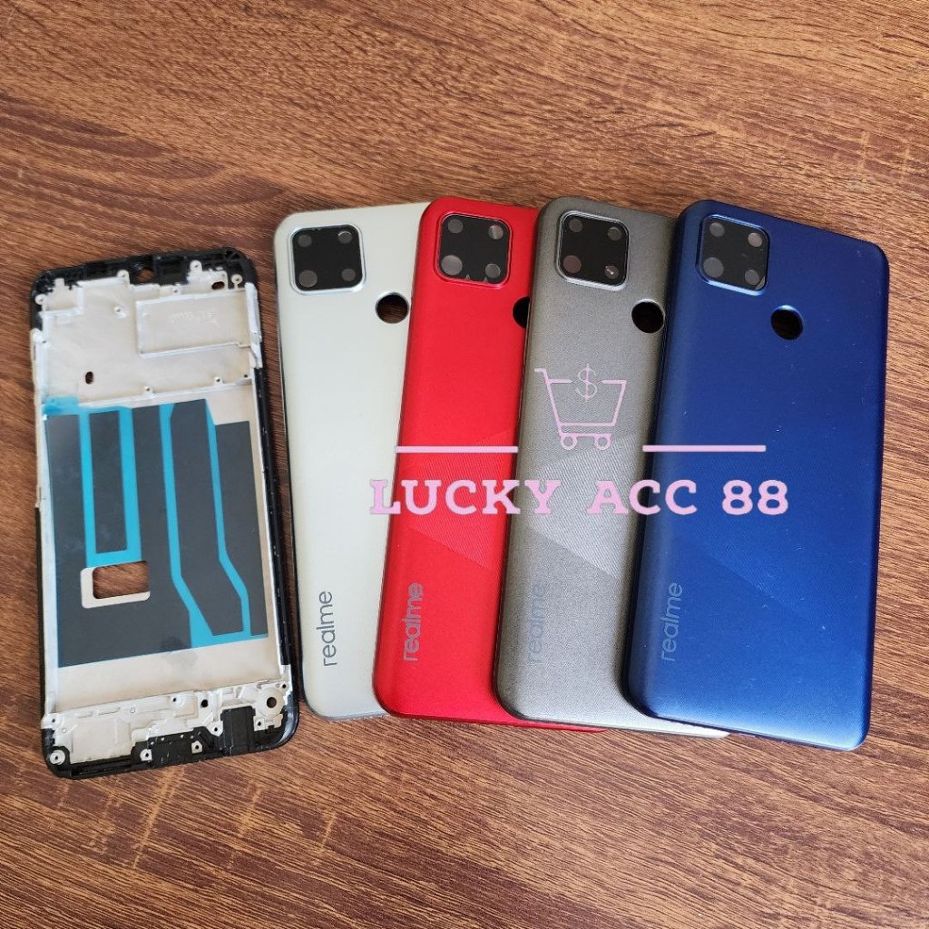 Backdoor Casing Tutup Belakang Realme C12 RMX2189 Bekdor Backdor Kesing + Frame Lcd Tombol Volume