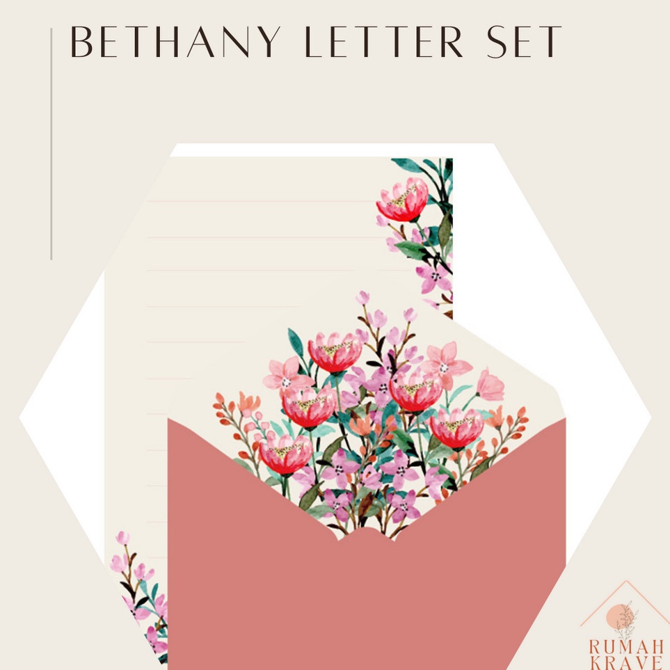 

Spesial Khusus RUMAH KRAVE Bethany Letter Set Kertas Surat dan Amplop Bunga