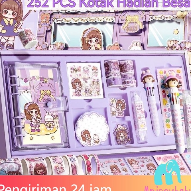 

Hadir Terbaru COD252 Pcs Gift Set Diary Book Journaling Kit Cute Diary Book Set Korea Style Cute Stickers Set Lucu Cute Binder Washi Tape Sticky Notes Catatan Harian Gift Set
