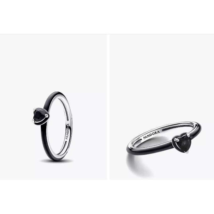 Pandora ME Black Chakra Heart Ring - 56 - Silver