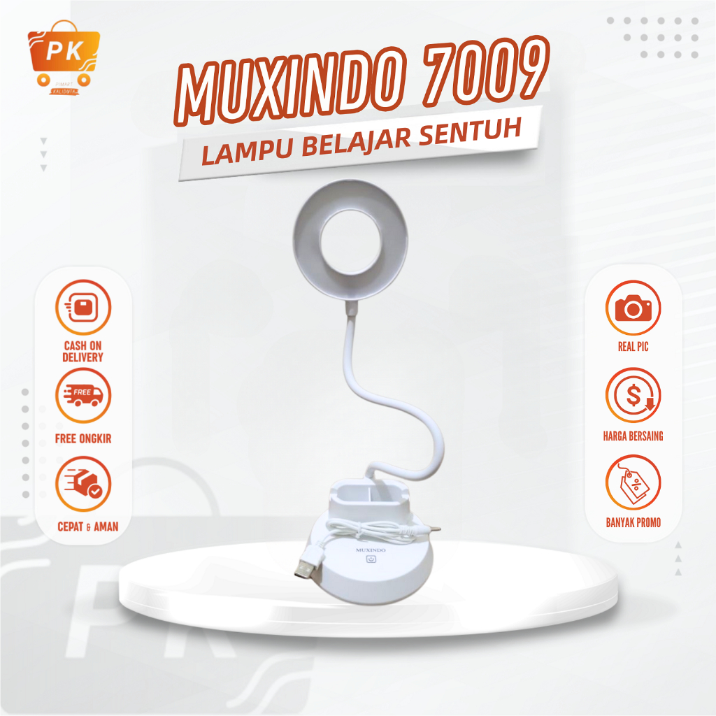 Lampu Belajar Sentuh Aesthetic Fleksibel Led 3 Warna Cas Desk Lamp Muxindo 7009