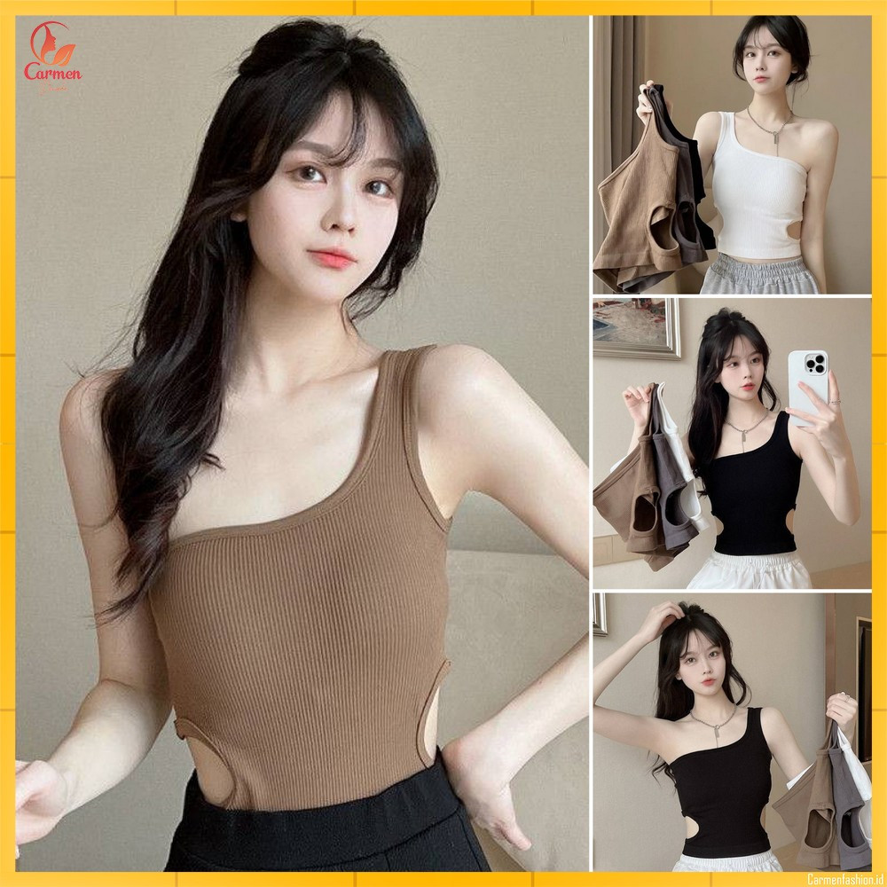 Crop Top Tank Top Pakaian Dalam Wanita Model Tali Satu Atasan Sexy CropTop Kekinian CF P159