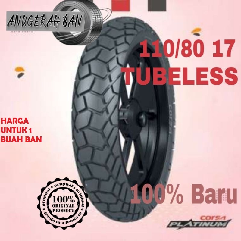 Ban Luar Corsa Platinum Cross S - 110 / 80 x 17 TUBLESS - 110 80 Ring 17 TL Corsa