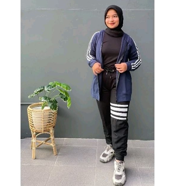 Setelan Olahraga Muslim Wanita Zumba Gym Gowes Jogging Lari Lezahrasignature Fit XL Set Nabila