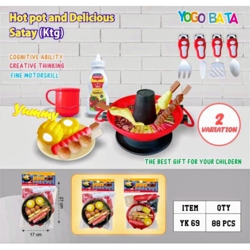 Hot Pot  Delicious Mainan Masak masakan BBQ Dessert panggangan suki grill sate