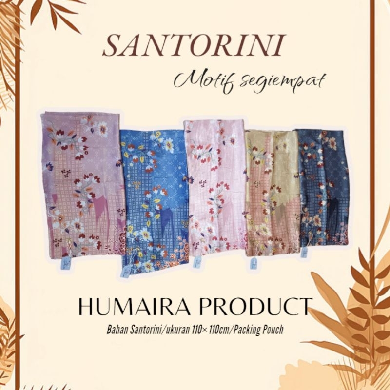 HUMAIRA-Hijab Segiempat Santorini Motif/Kerudung Segiempat Santorini Motif (S01)