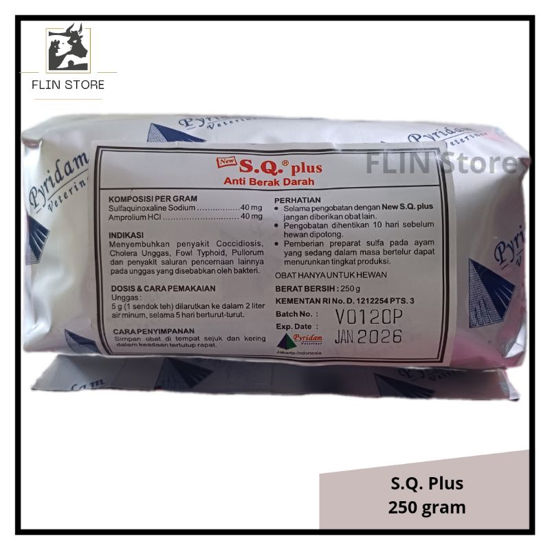 SQ Plus 250 gram Pyridam – Obat berak darah ayam coccidiosis