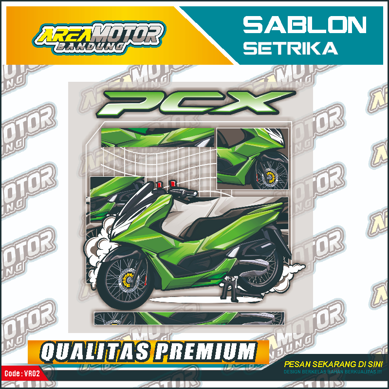 

Print sablon DTF/cetak sablon DTF/sablon setrika siap press 1 sisi Tema Motor PCX Uk A4 / A3