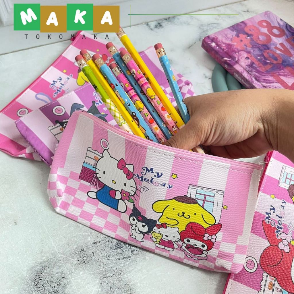 

KOTAK PENSIL KANVAS SANRIO KP-1247 tempat pensil kuromi hello kitty kotak pensil kain kanvas cinamoroll purin perlengkapan alat tulis kantor sekolah