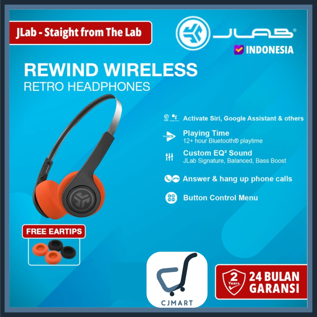 Jlab Rewind Wireless Retro Headphones Bluetooth 14 Hours Playtime