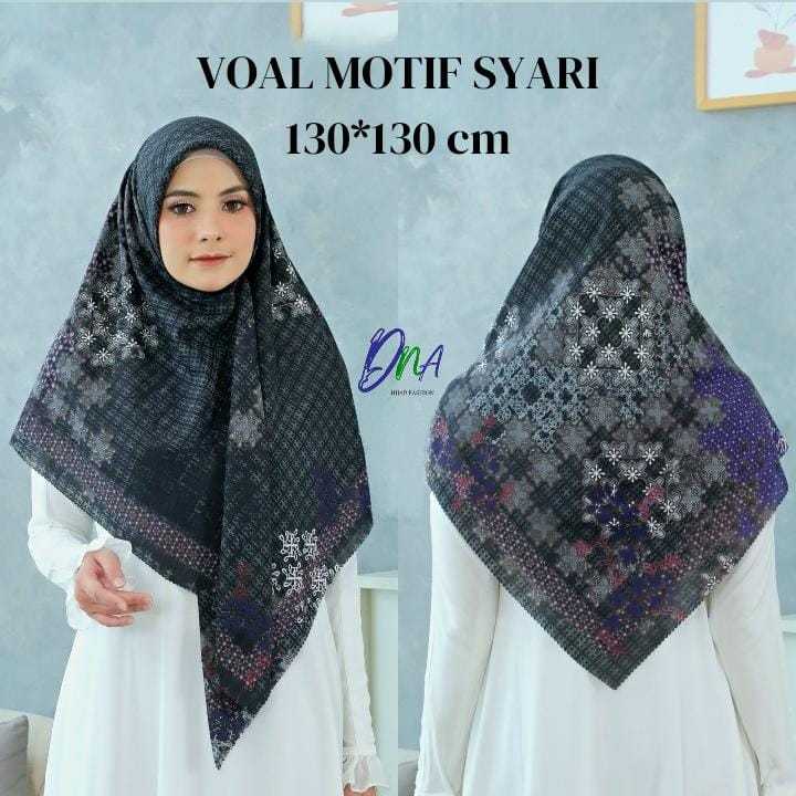 HIJAB SYARI WANITA VOAL MOTIF PREMIUM BATIK HITAM