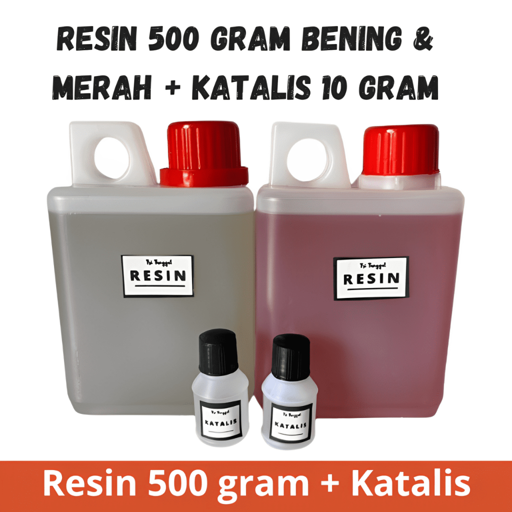 RESIN 500 gram + Katalis - Resin bening - Resin merah - resin dan katalis 1paket