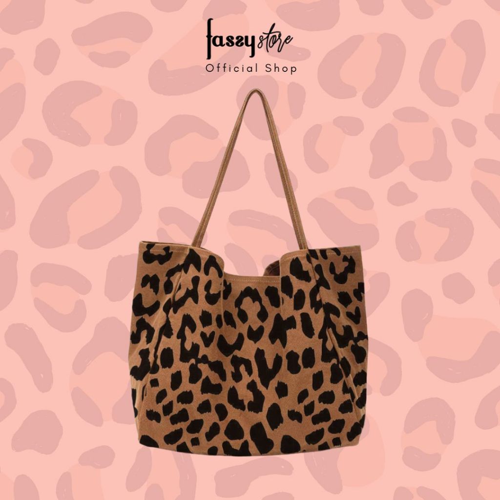 Fassystore Nudie bag Leopard |Tas sekolah | Tas Ngampus | Totebag | Totebag Aesthetic | Totebag | Ta