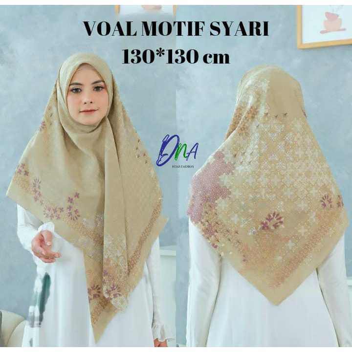 HIJAB SYARI WANITA VOAL MOTIF PREMIUM CREAM