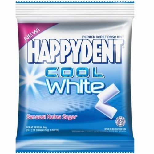 

HAPPYDENT COOL WHITE PERMEN KARET RASA MINT 25 BUTIR 70G