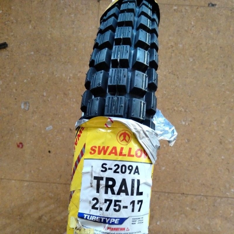BAN TRAIL 275 RING 17 SWALLOW 2.75-17 S-209A S 209A 209 A S209A Ban Luar SWALOW Motor Trial Trail Tr