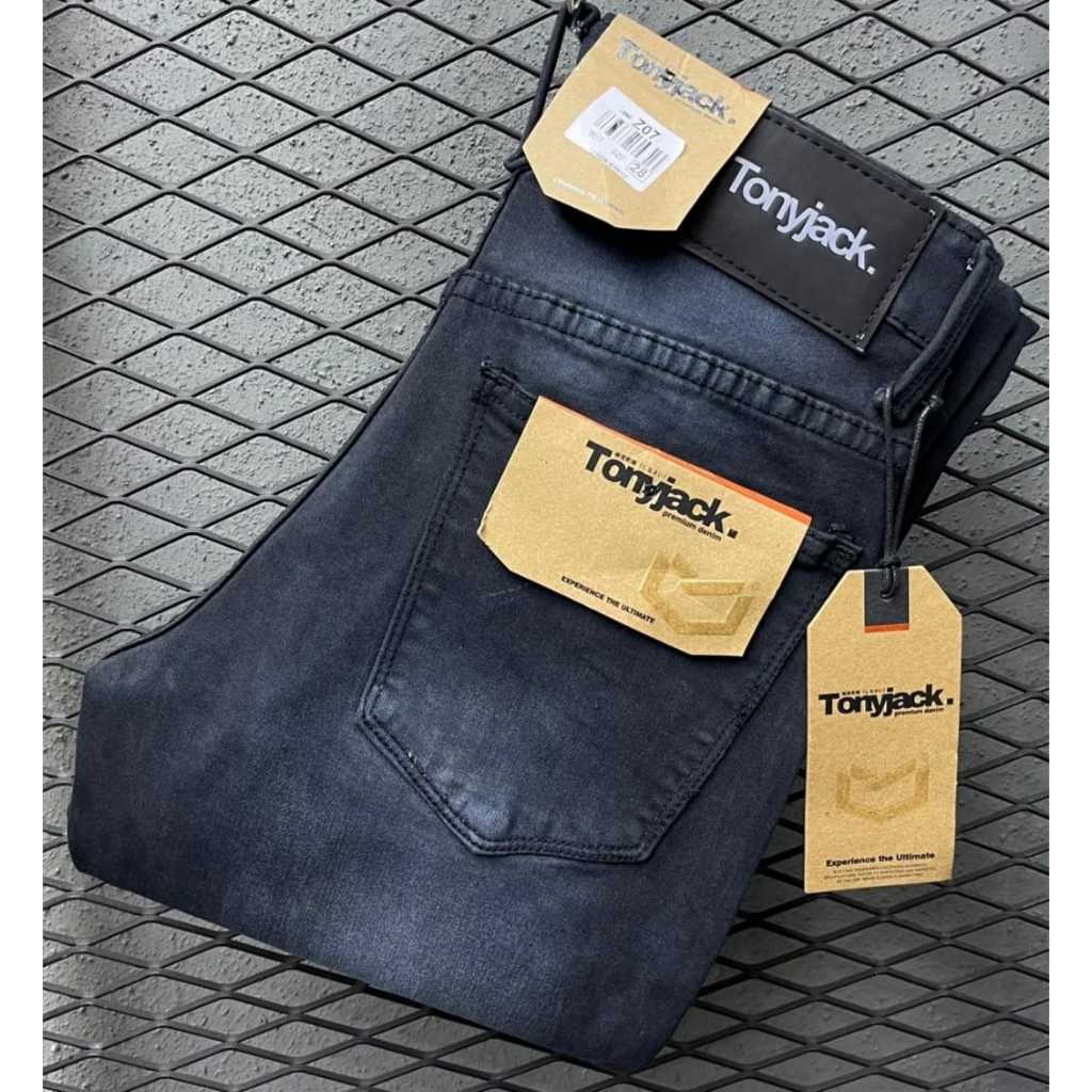 HARGA PROMO BISA COD TONY JACK - Celana Jeans Pria Lelaki Dewasa Hitam Pensil Slimfit Slim Fit Slimp